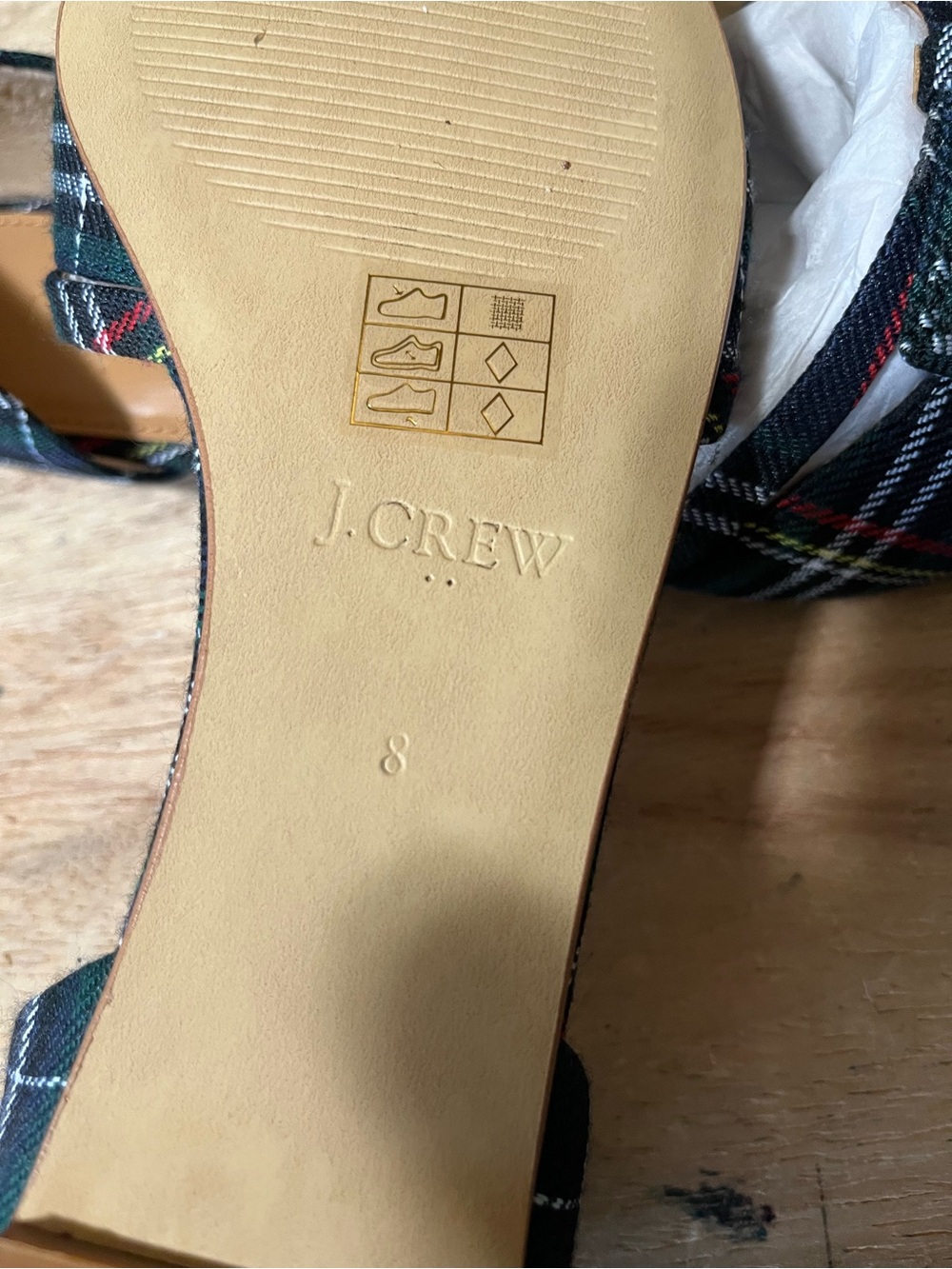 J. Crew Size 8 Navy Plaid Pointed D'Orsay Flats with Bow - Picture 5 of 6